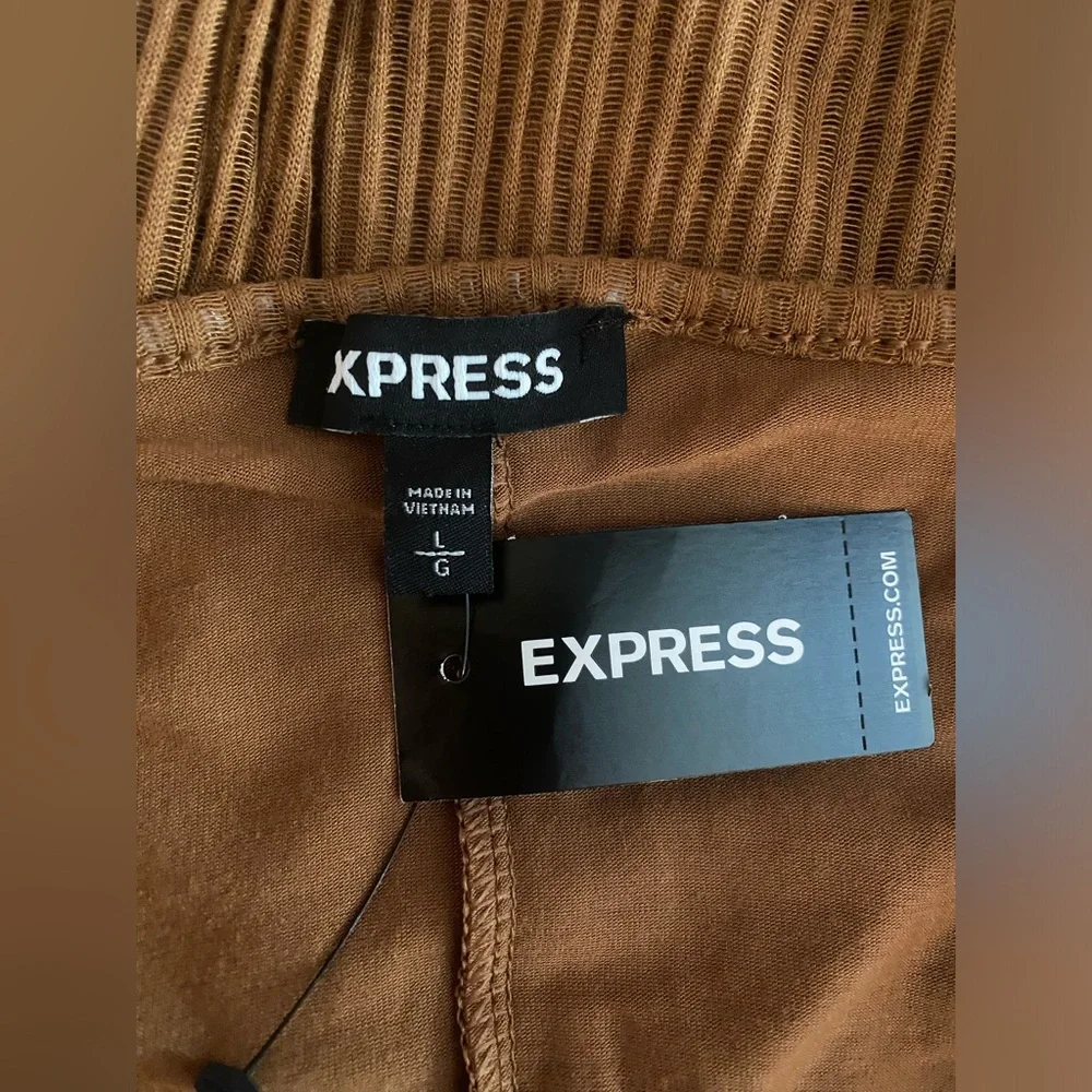 Express Faux Brown Button Down Ribbed Knit Midi Cardigan Dress SKU0199 - Picture 8 of 9